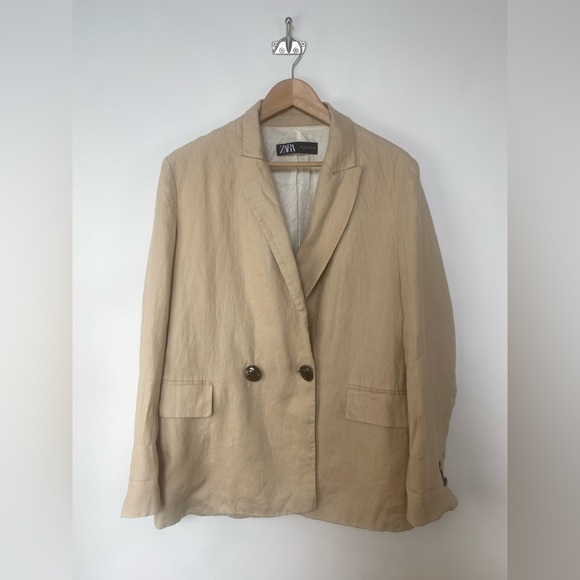 ZARA Linen Crossover Blazer Light Camel |3420/710/743/s - Picture 13 of 14